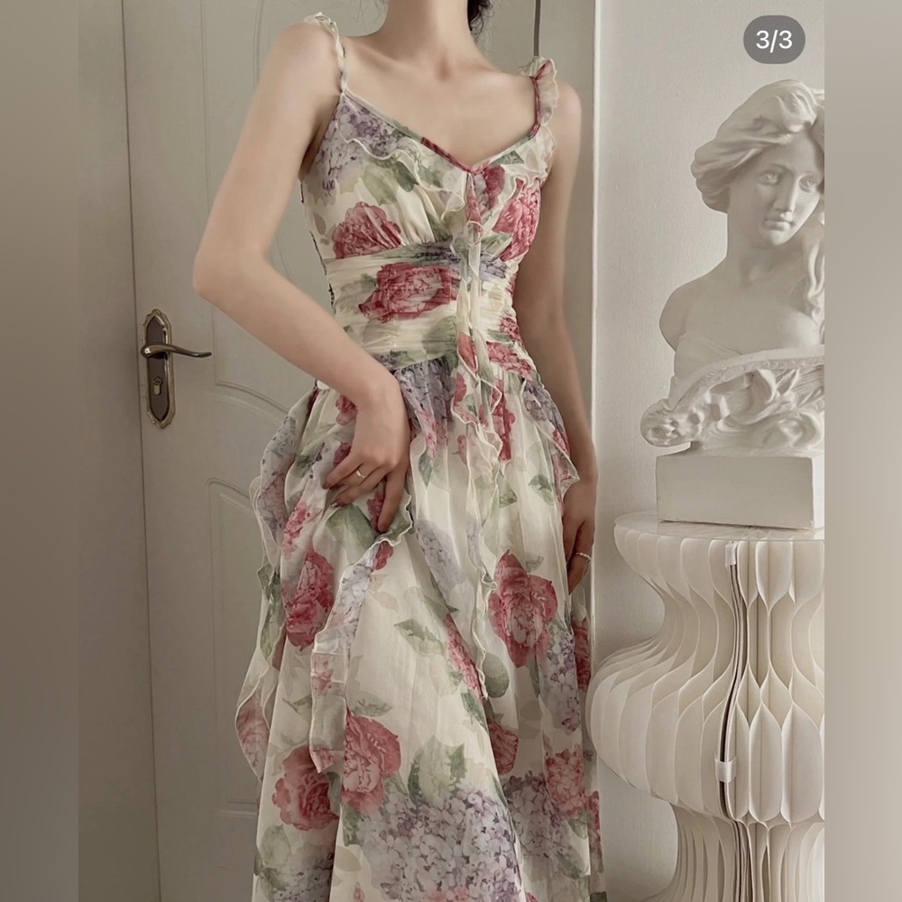 Floral Maxi Dress with Ruffle Details